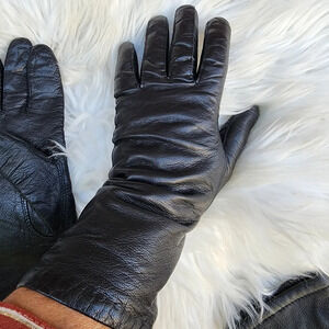 Vintage Italian‎ leather black gloves 7